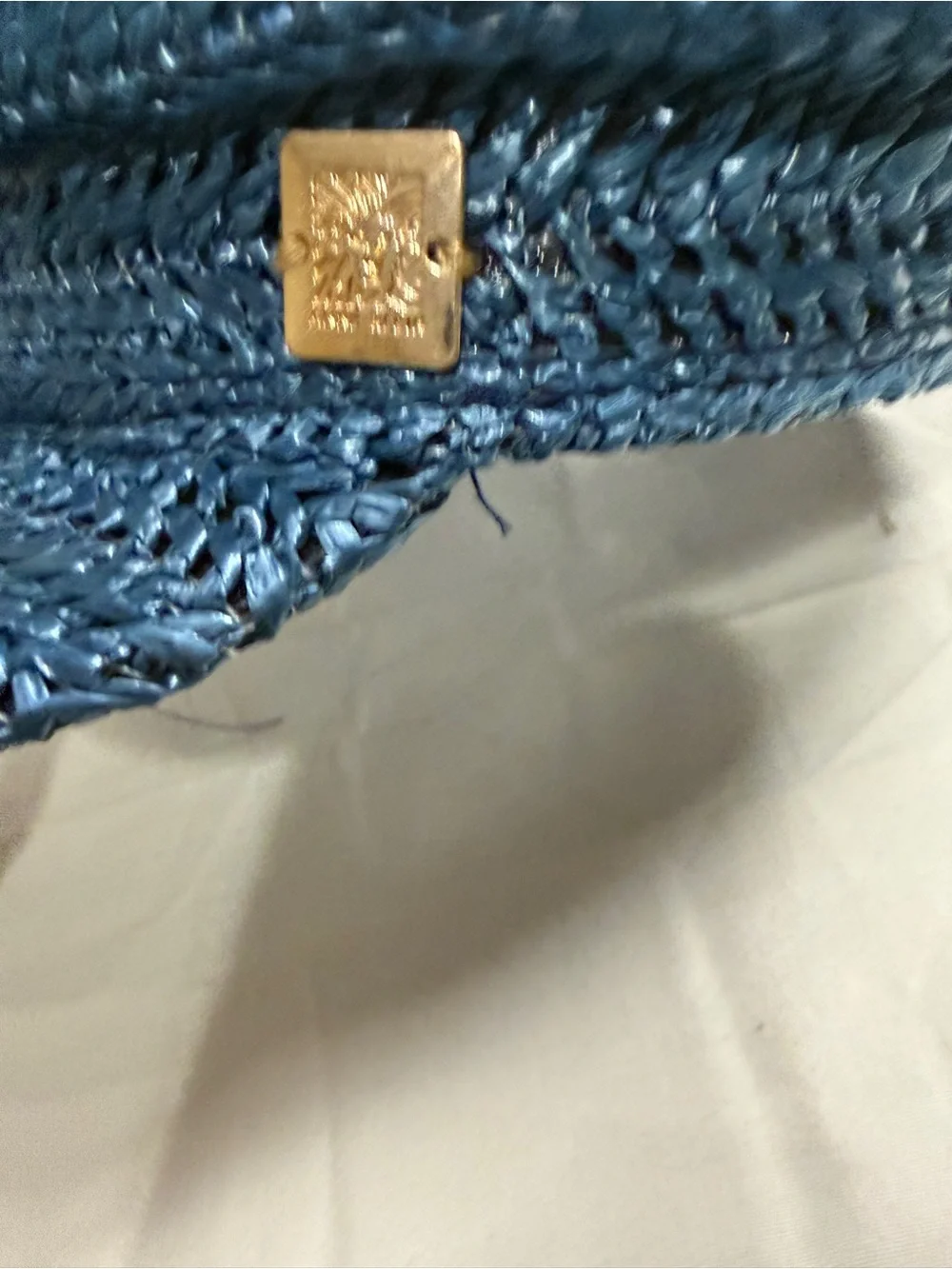 Anne Klein Blue Braided Straw Cadet Cap